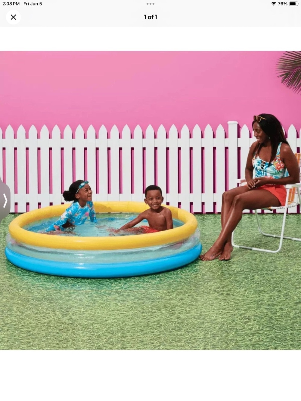 Sun Squad Inflatable 3 Ring Pool 5'6" In Diameter-New